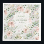 Blush Pink Vintage Roses Succulents & Eucalyptus   Paper Dinner Napkins<br><div class="desc">A blush pink watercolor painted wedding napkin featuring pink large roses,  succulents and eucalyptus greenery.</div>