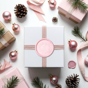 Blush Pink Vintage Snowflake Christmas Monogram Wax Seal Sticker