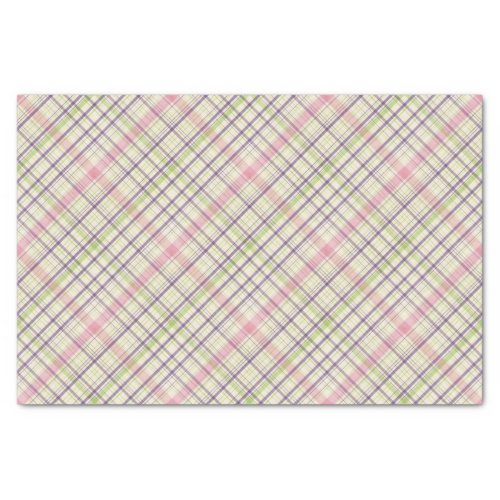 Blush Pink Violet Purple Lime Green Tartan Pattern Tissue Paper