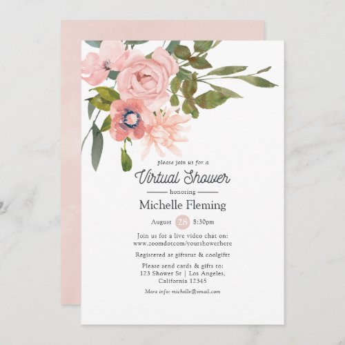 Blush Pink Virtual Baby or Bridal Shower Invitation