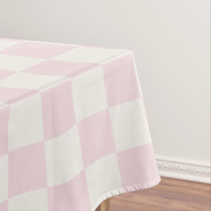 Blush Pink & Warm White Modern Checkered Tablecloth