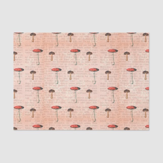 Blush Pink Wash Mushroom With Script  Tissue Paper (Front)