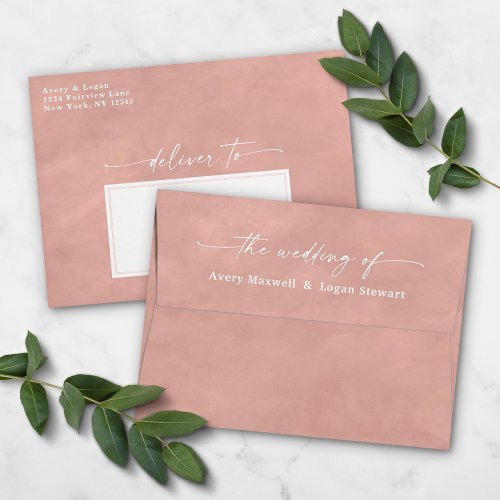 Blush Pink Watercolor 5x7 Wedding Invitation Envelope