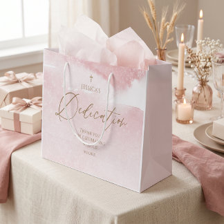 Blush Pink Watercolor Baby Dedication Gift Bag