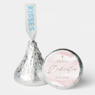 Blush Pink Watercolor Baby Dedication Hershey®'s Kisses®