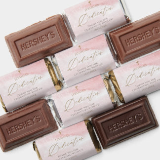 Blush Pink Watercolor Baby Dedication Hershey's Miniatures