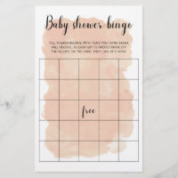 Blush Pink Watercolor Baby Shower Bingo Game