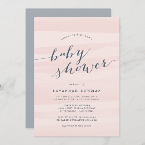 Blush Pink Watercolor Baby Shower Invitation