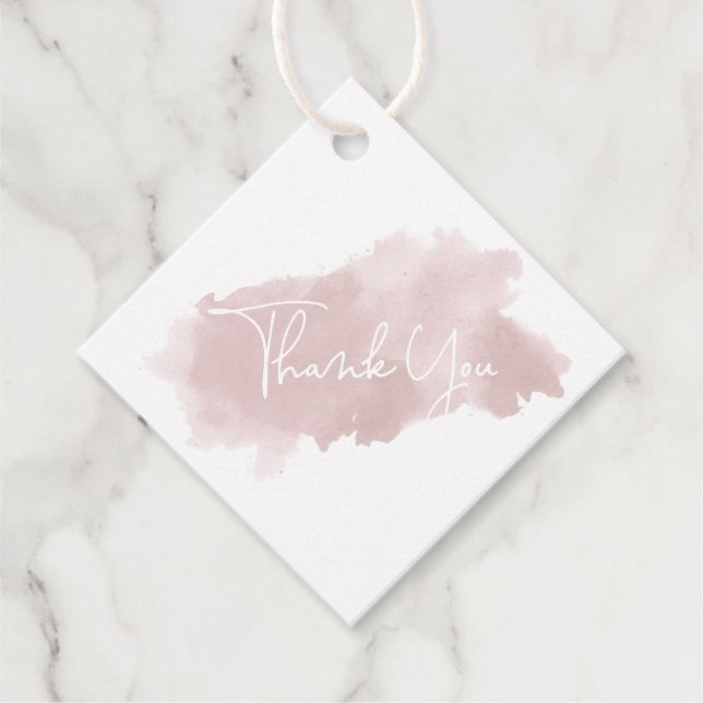Blush Pink Watercolor Baby Shower Thank You Favor Tags (Front)