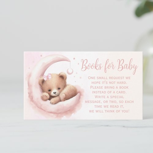 Blush Pink Watercolor Bear Girl Book Request Enclosure Card