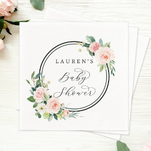 Blush Pink Watercolor Bloom Baby Shower Napkins