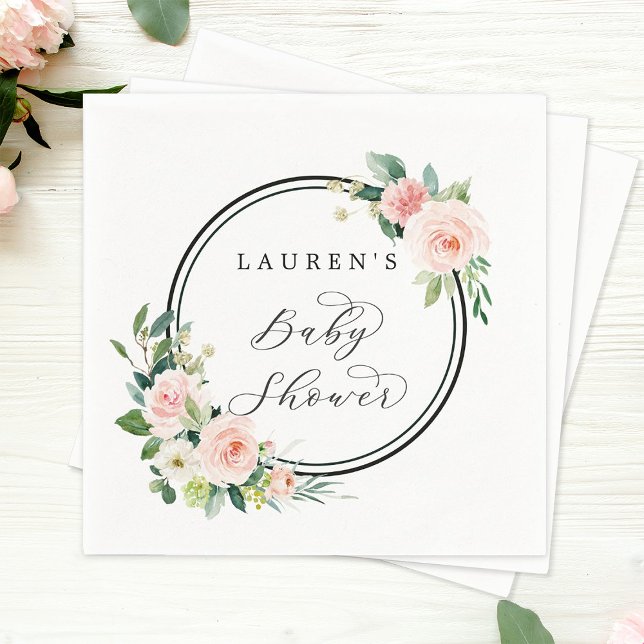 Blush Pink Watercolor Bloom Baby Shower Napkins (Creator Uploaded)