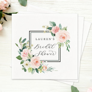 Blush Pink Watercolor Bloom Bridal Shower Napkins
