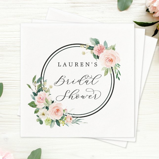 Blush Pink Watercolor Bloom Bridal Shower Napkins (Creator Uploaded)