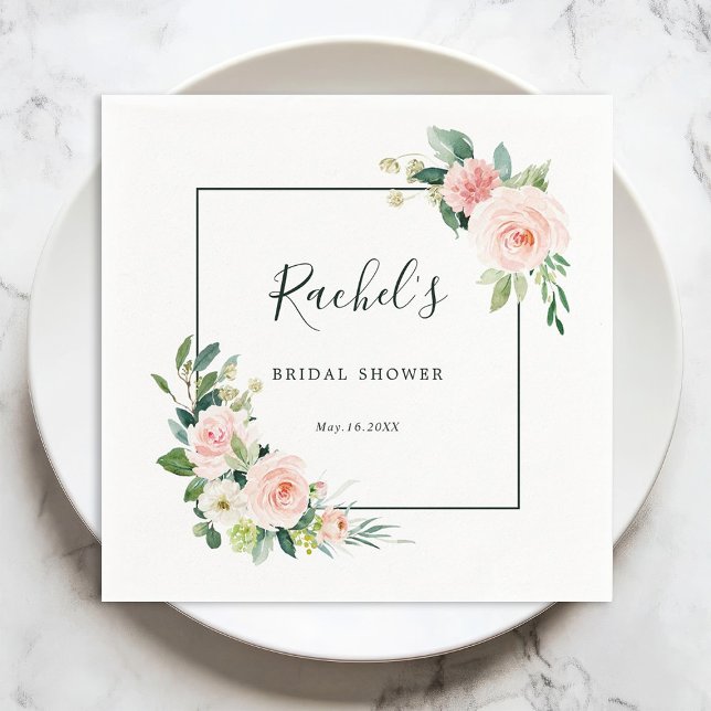 Blush Pink Watercolor Bloom Bridal Shower  Napkins (Creator Uploaded)