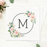 Blush Pink Watercolor Bloom Monogram