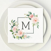 Blush Pink Watercolor Bloom Monogram
