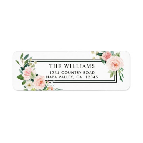 Blush Pink Watercolor Bloom Return Address Label