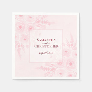 Blush Pink Watercolor Boho Floral Elegant Wedding Napkins