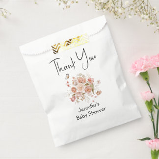 Blush Pink Watercolor Bouquet Girl Baby Shower Favor Bag