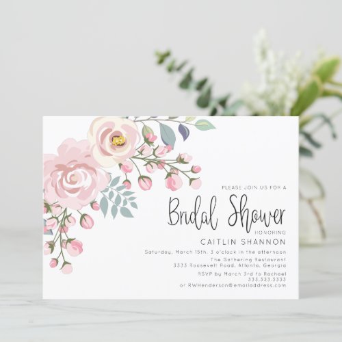 Blush Pink Watercolor Bridal Shower Invitation