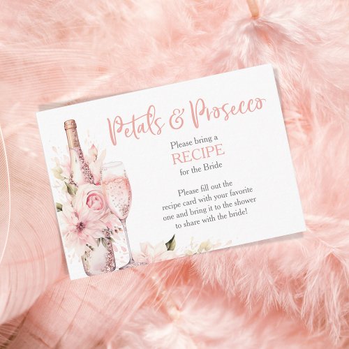 Blush Pink Watercolor Bridal Shower Recipe Request Enclosure Card