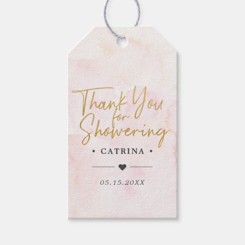 Blush Pink Watercolor Bridal Shower Thank You  Gif Gift Tags
