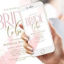 Blush Pink Watercolor Bride to Be Mobile Invite