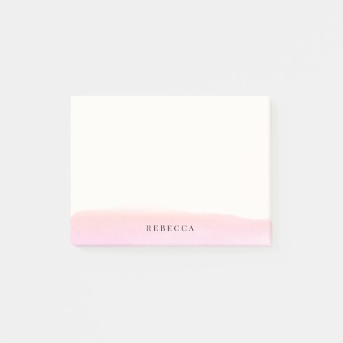 Blush Pink Watercolor Brush Stroke Personalized Post_it Notes