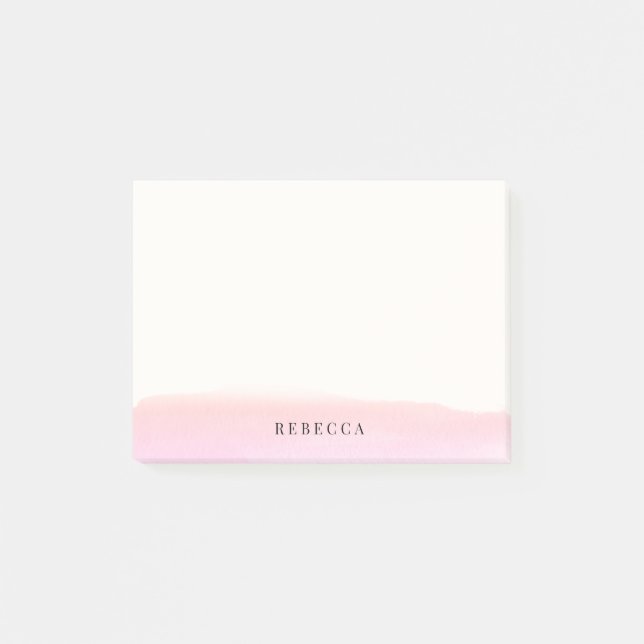 Blush Pink Watercolor Brush Stroke Personalized Post-it Notes (Front)