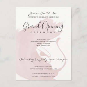 BLUSH PINK WATERCOLOR BRUSHSTROKE OPENING CEREMONY POSTCARD