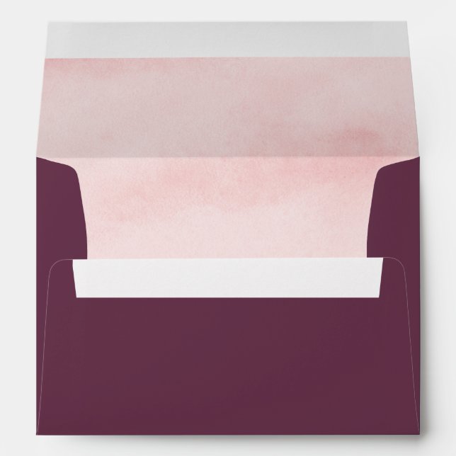 Blush Pink Watercolor & Burgundy Wedding Envelope (Back (Bottom))