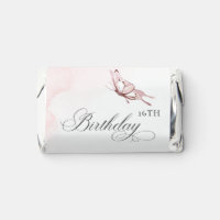 Blush Pink Watercolor Butterfly Any Age Birthday