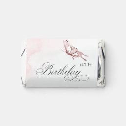 Blush Pink Watercolor Butterfly Any Age Birthday Hershey&#39;s Miniatures