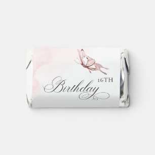 Blush Pink Watercolor Butterfly Any Age Birthday Hershey's Miniatures