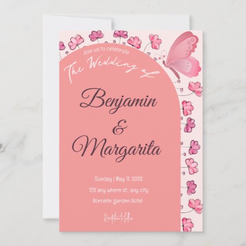 Blush Pink Watercolor Butterfly Bridal Shower Foil Invitation