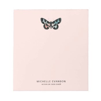 Blush Pink Watercolor Butterfly Logo Notepad by whimsydesigns at Zazzle