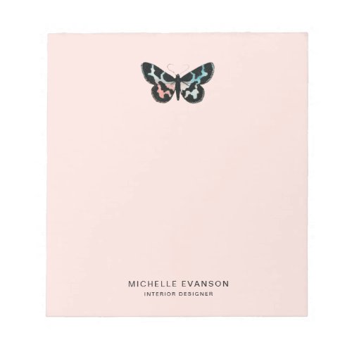 Blush Pink Watercolor Butterfly Logo Notepad