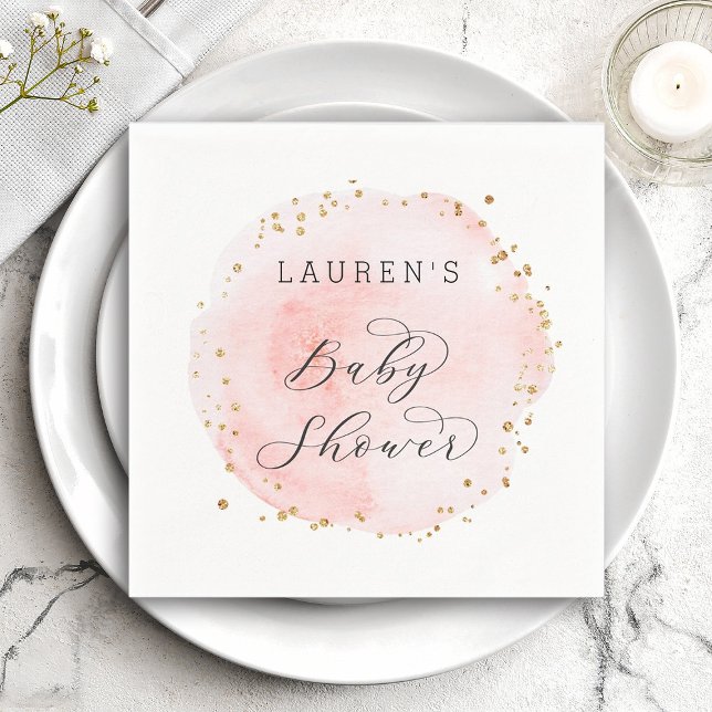 Blush Pink Watercolor Circle Baby Shower Napkins (Creator Uploaded)