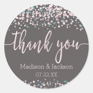 Blush Pink Watercolor Confetti Wedding Favor Classic Round Sticker