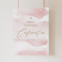 Blush Pink Watercolor Confirmation Welcome Poster