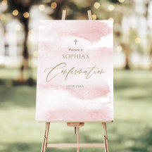 Blush Pink Watercolor Confirmation Welcome Sign