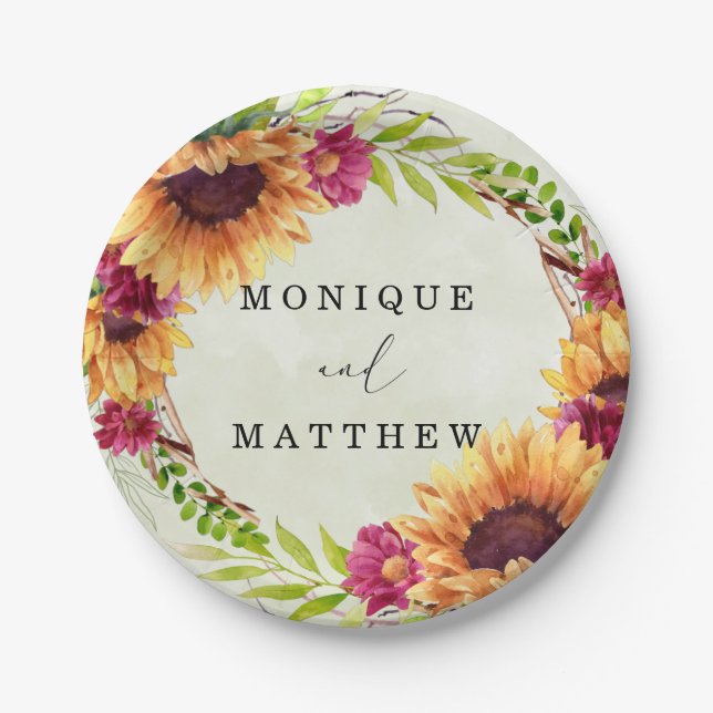 Blush Pink Watercolor Eucalyptus Wedding Paper Pla Plates (Front)