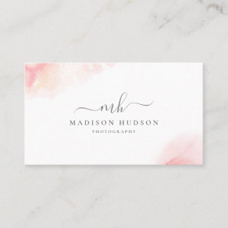 Blush Pink Watercolor Feminine Business Card