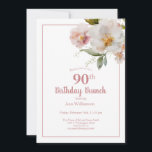 Blush Pink Watercolor Floral 90th Birthday Brunch Invitation<br><div class="desc">Blush Pink Watercolor Floral 90th Birthday Brunch Invitation
This pink watercolor floral invitation is perfect for your special celebration. This design features a white background accented with a watercolor floral arrangement and custom typography. Add your information to complete the look.</div>