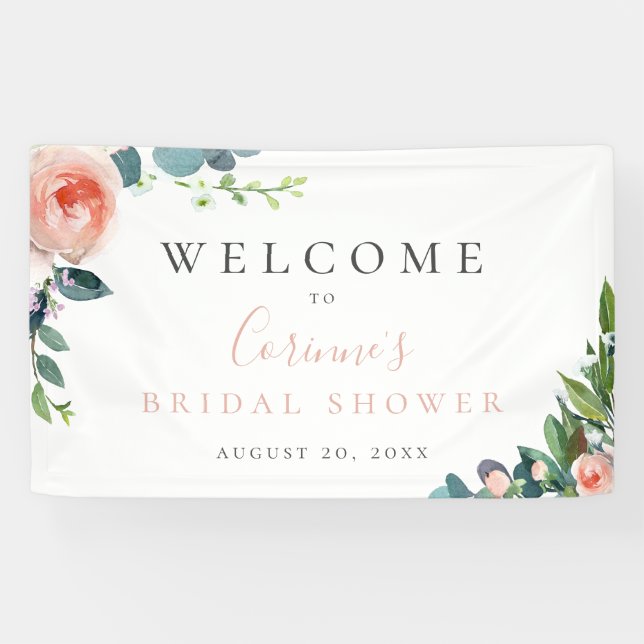 Blush Pink Watercolor Floral Banner (Horizontal)