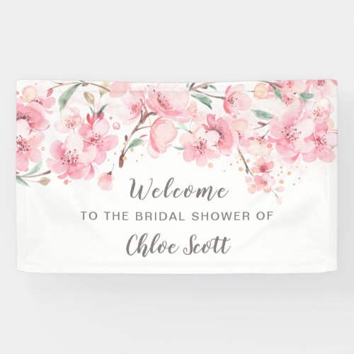Blush Pink Watercolor Floral Bridal Shower Banner