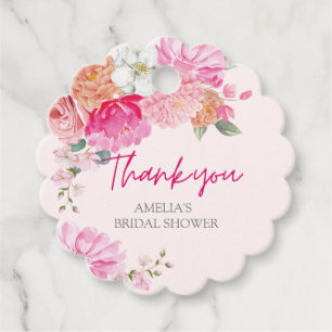 Blush pink Watercolor Floral Bridal Shower Welcome Favor Tags