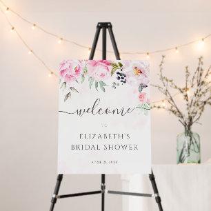 Blush Pink Watercolor Floral Bridal Shower Welcome Foam Board