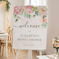 Blush Pink Watercolor Floral Bridal Shower Welcome